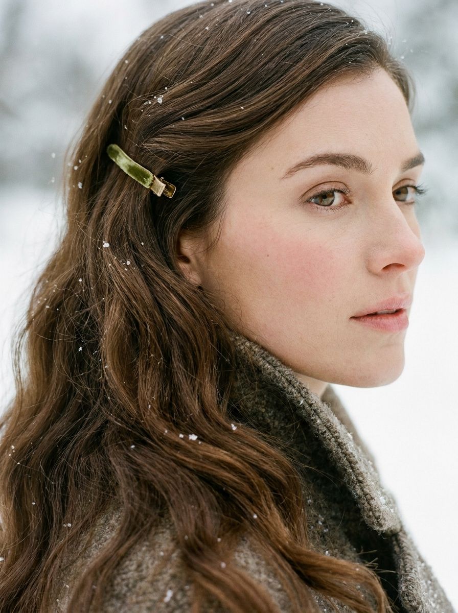 Seitlich gesteckte Winterwellen - Winterfrisuren für lange Haare